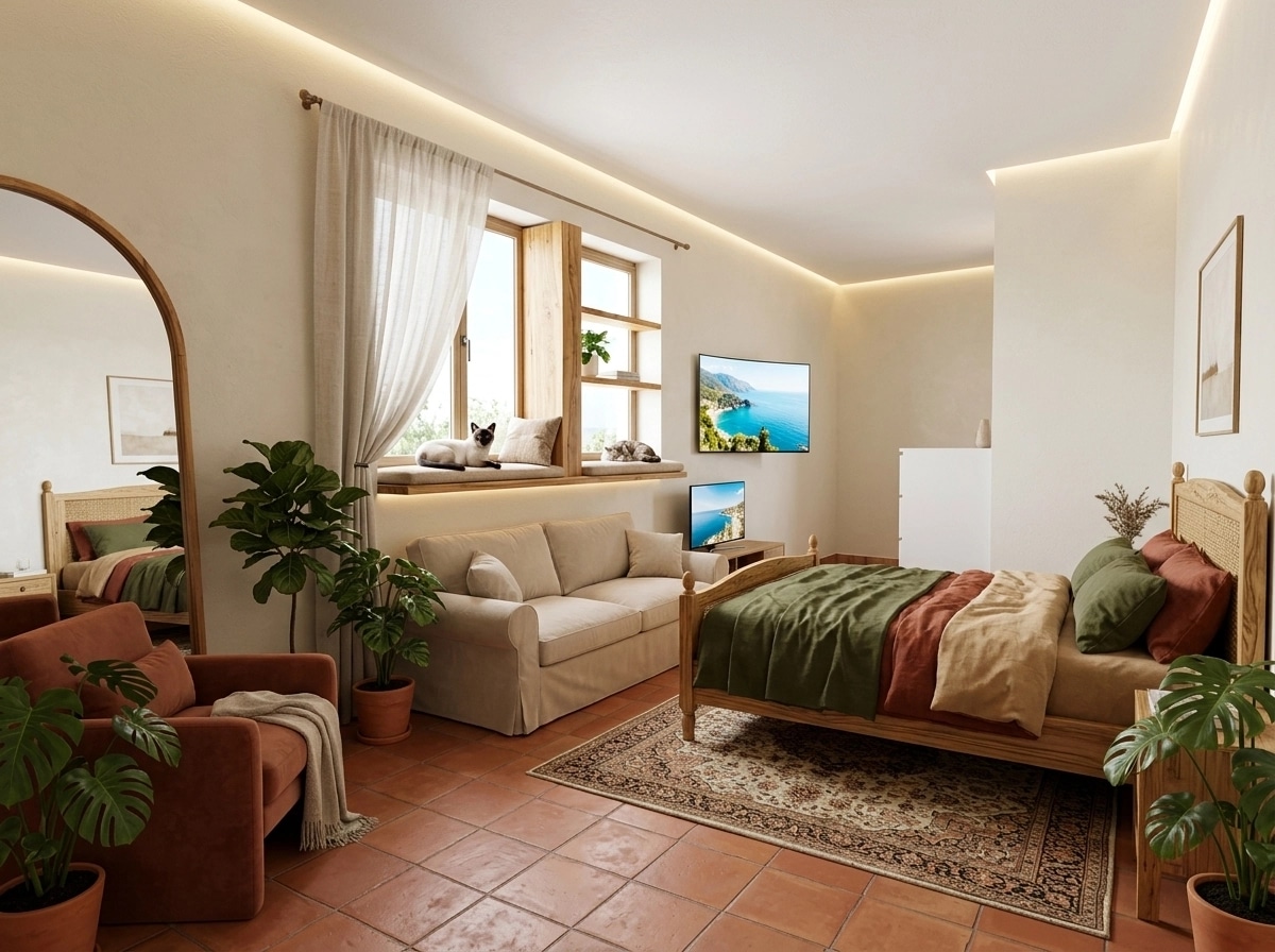 Interior design in Mediterranean style — Bedroom by GenRoom AI