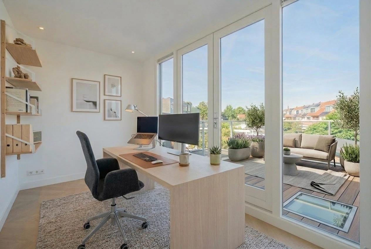 Office interior in Scandinavian style — photo by GenRoom AI