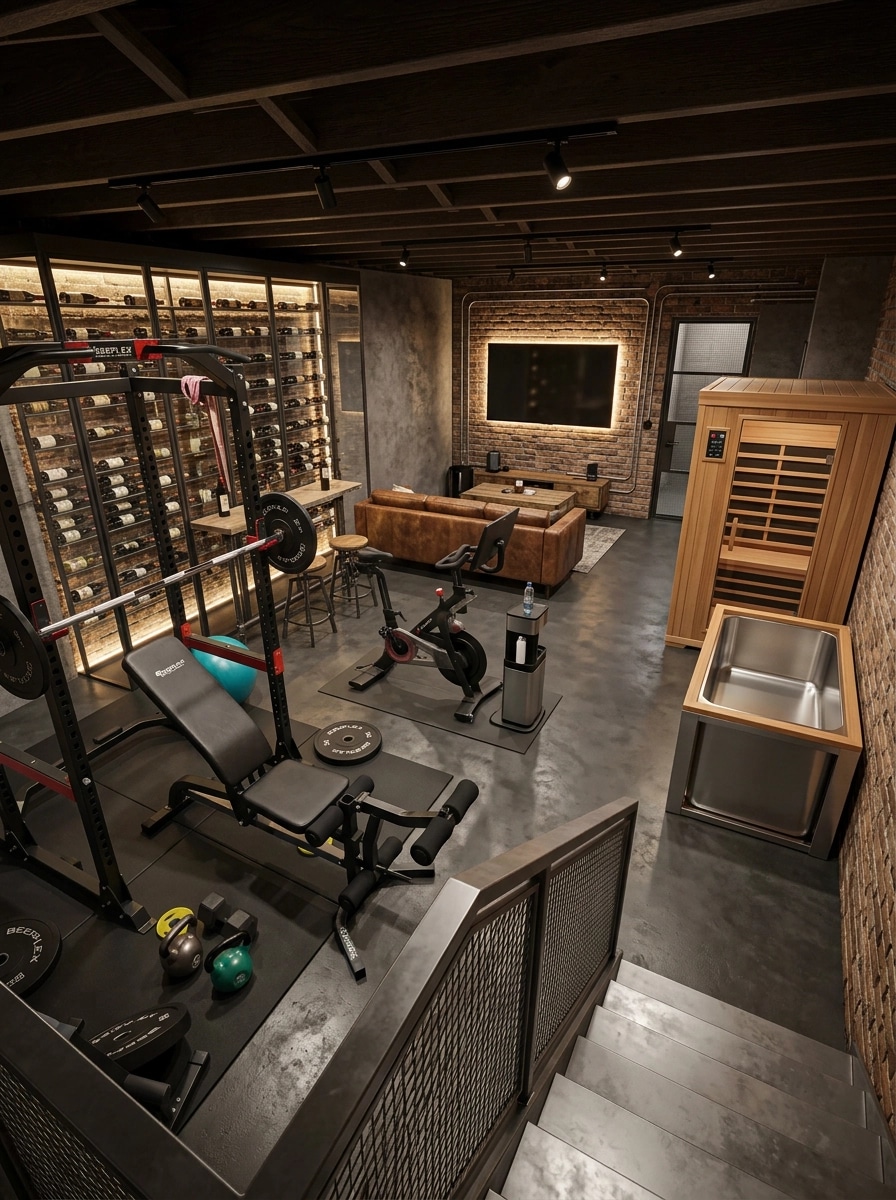 Design de interiores em estilo Loft / Industrial — basement por GenRoom AI
