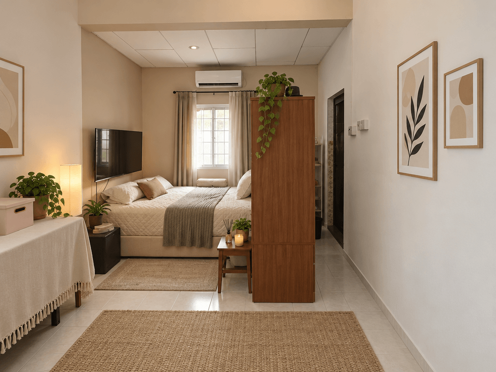 Reka bentuk dalaman dalam gaya Minimalism — Bilik Tidur oleh GenRoom AI