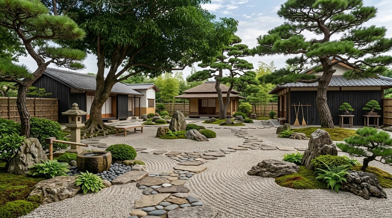 Design paysager en style Japanese Garden — Jardin par GenRoom AI
