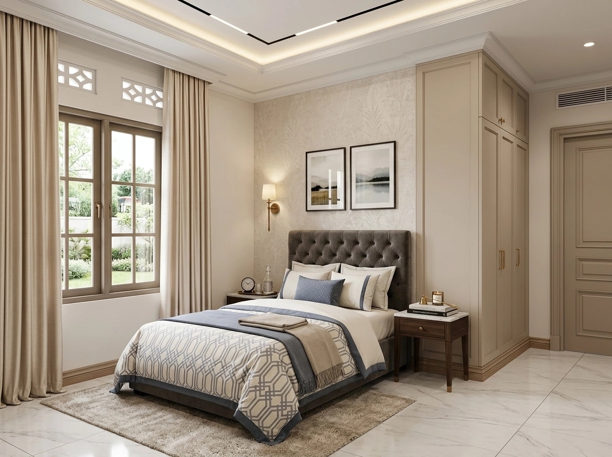 Transitional Bedroom design — interior photo by GenRoom AI