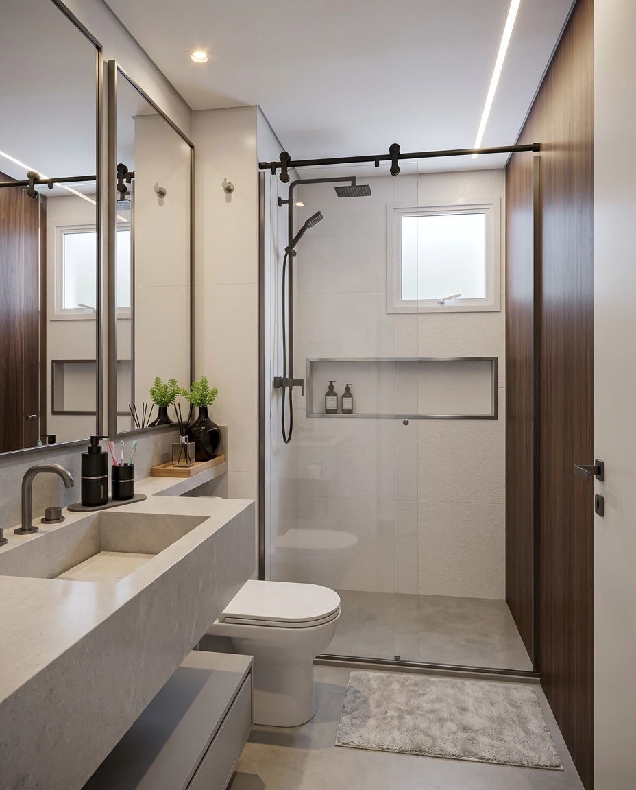 Bathroom interior in Minimalism style — photo by GenRoom AI