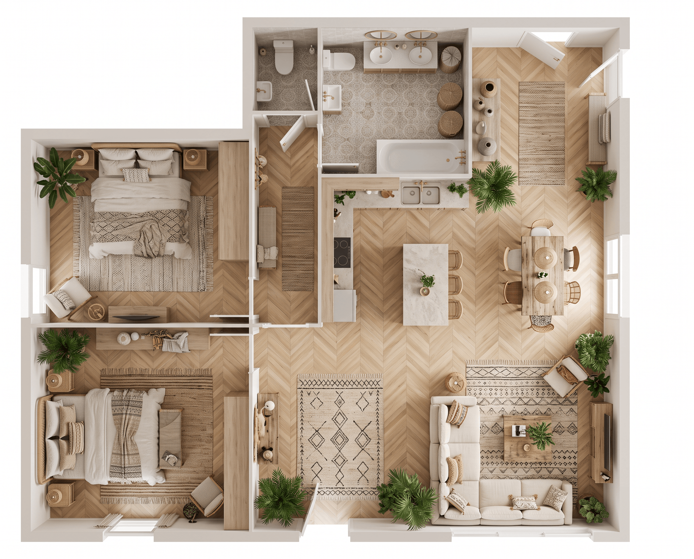 Interior design in Bohemian style — Living Room by GenRoom AI