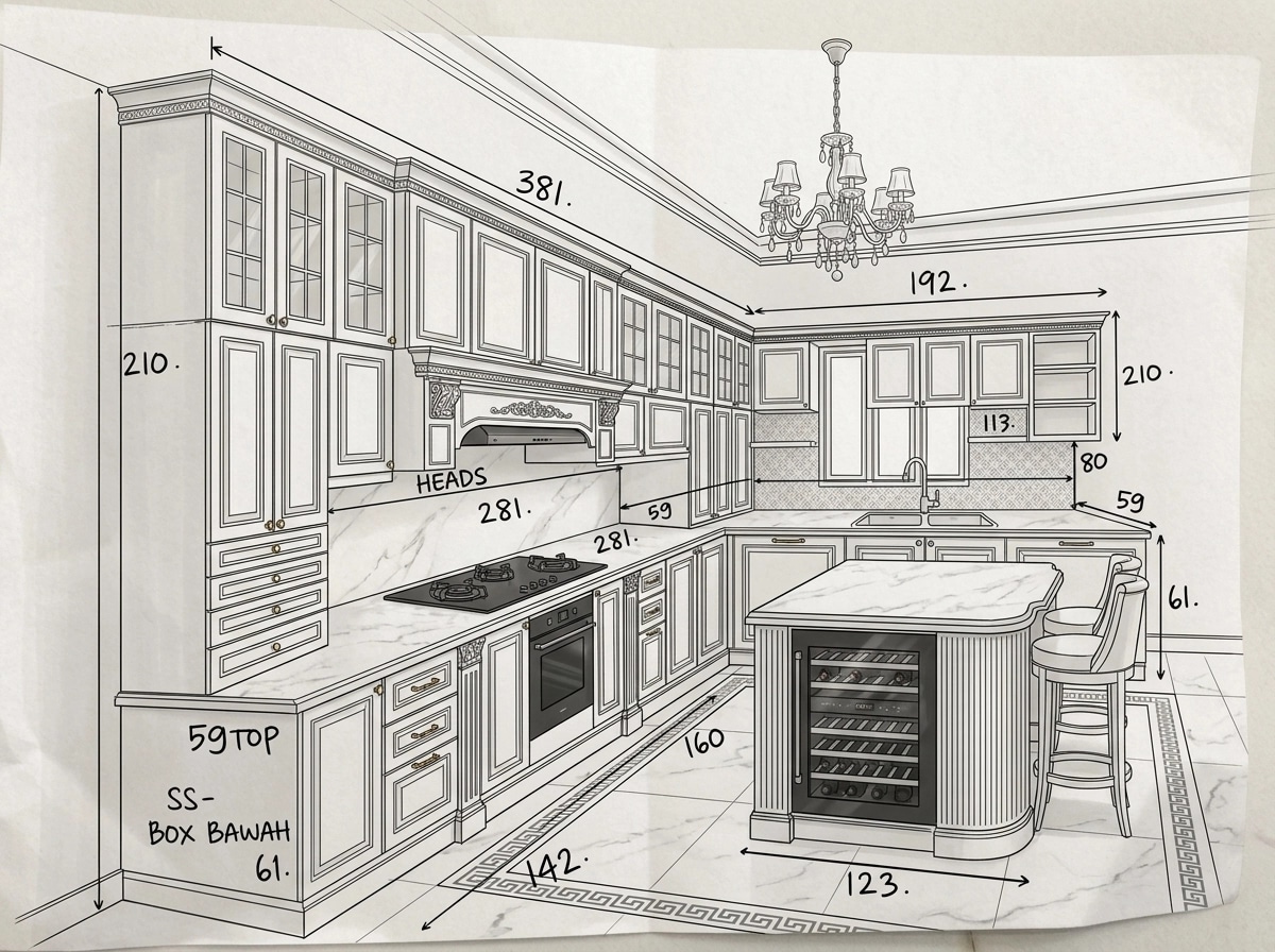 Kitchen interior in Neoclassic style — photo by GenRoom AI