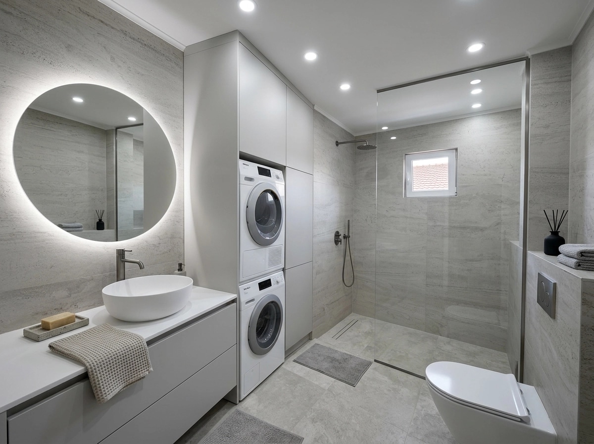 Bathroom interior in Minimalism style — photo by GenRoom AI