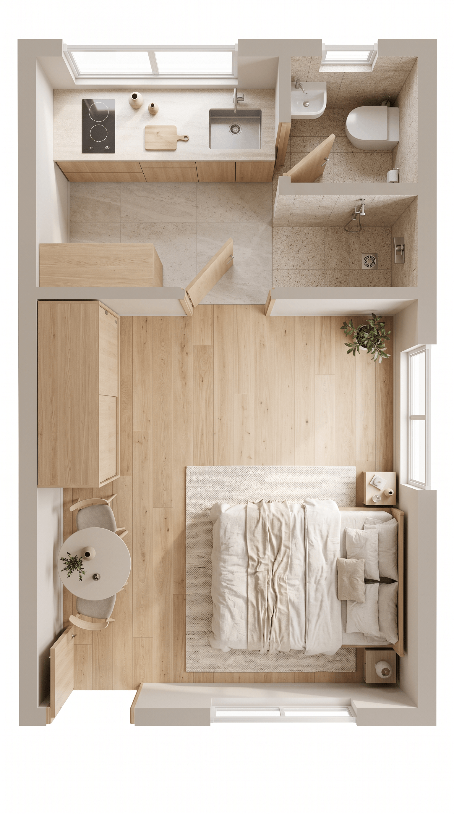 التصميم الداخلي بنمط Minimalism — غرفة المعيشة من GenRoom AI