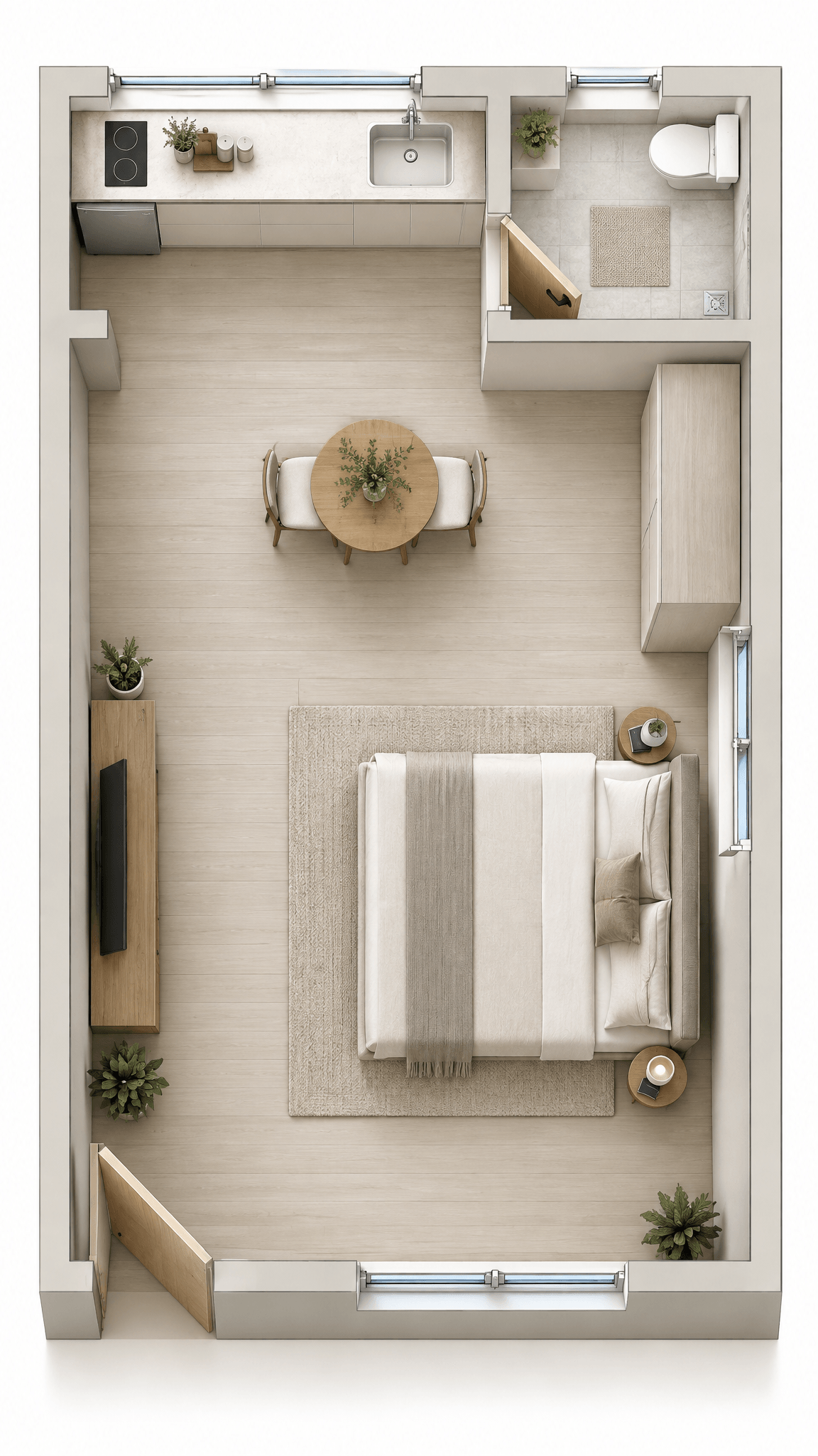 التصميم الداخلي بنمط Minimalism — غرفة المعيشة من GenRoom AI
