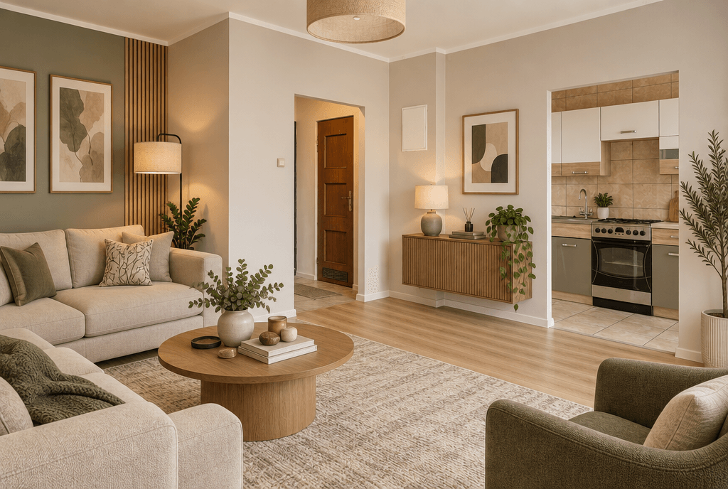 Transitional Living Room design — interior photo by GenRoom AI