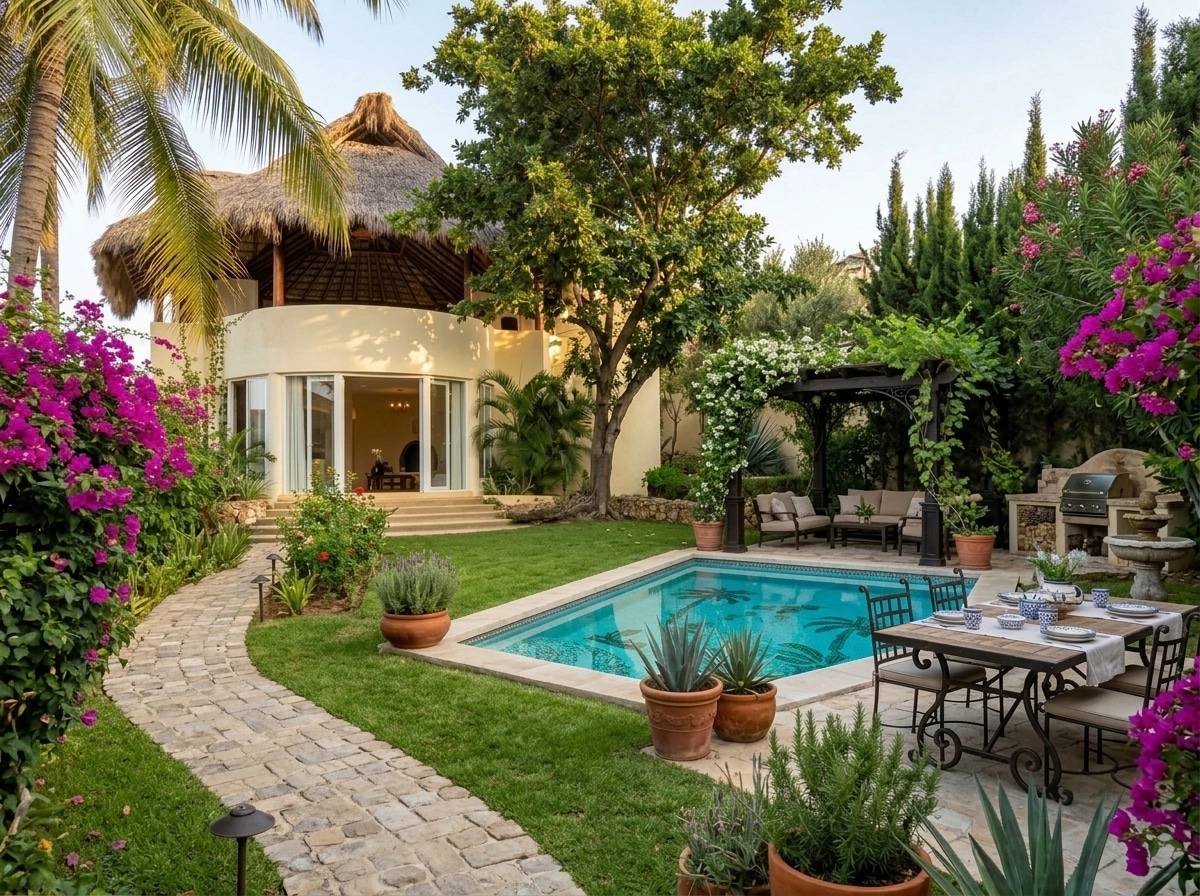 Landscape design in Mediterranean Yard style — Yard by GenRoom AI