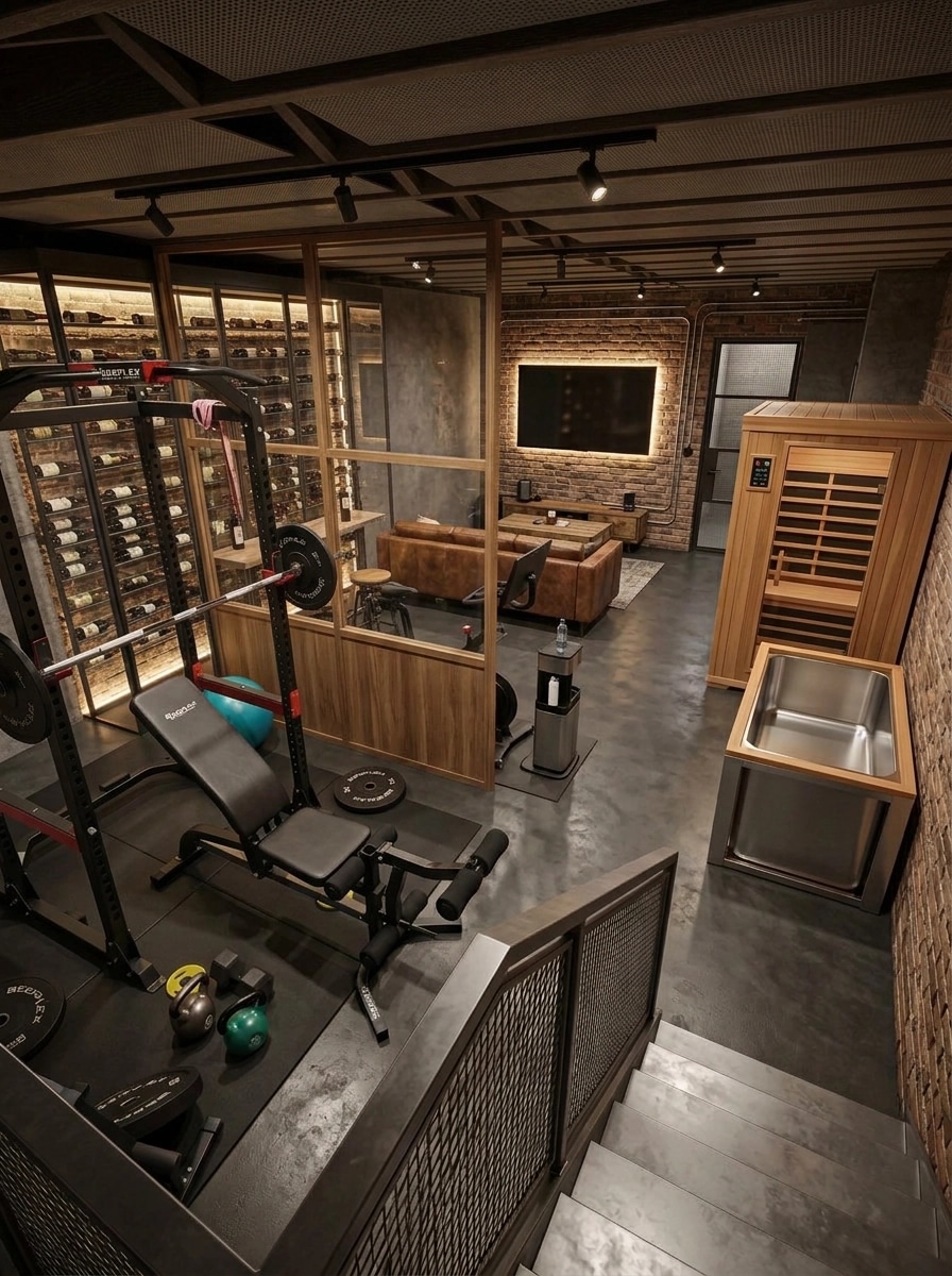 Design de interiores em estilo Loft / Industrial — basement por GenRoom AI