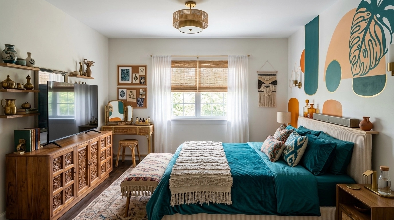 Bohemian Bedroom design — interior photo by GenRoom AI