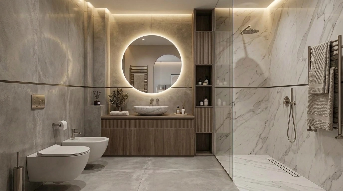 Bathroom interior in Contemporary style — photo by GenRoom AI