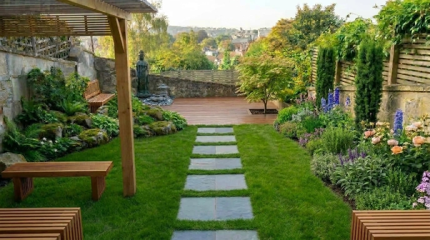 Landschaftsdesign im Japanese Garden-Stil — Garten von GenRoom AI