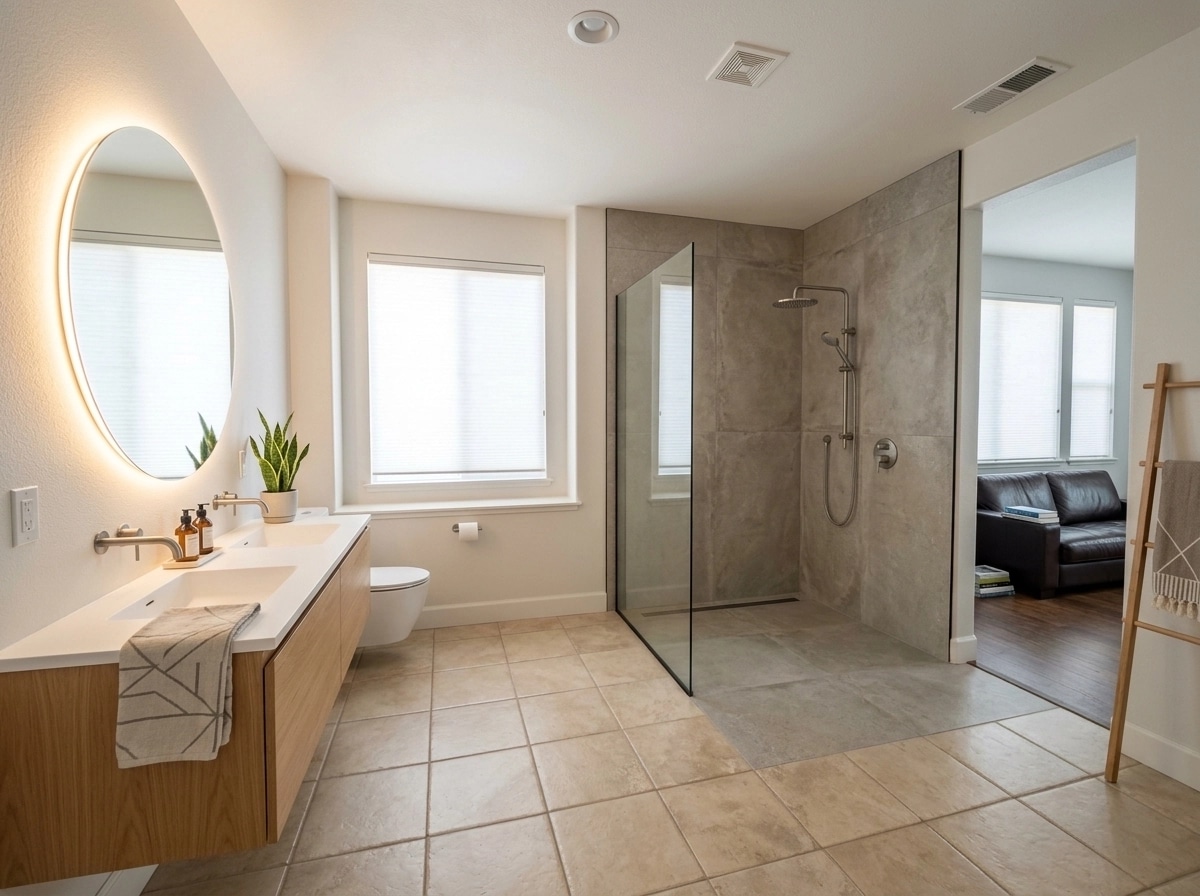 Scandinavian Bathroom design — interior photo by GenRoom AI