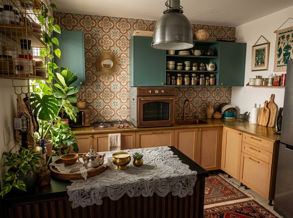 Kitchen interior in Bohemian style — photo by GenRoom AI