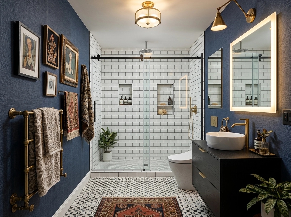 Bathroom interior in Eclectic style — photo by GenRoom AI
