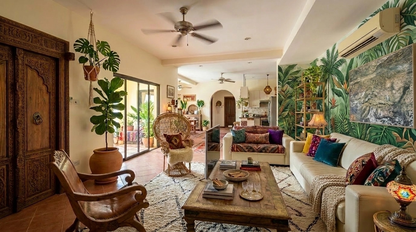Interior design in Bohemian style — Living Room by GenRoom AI