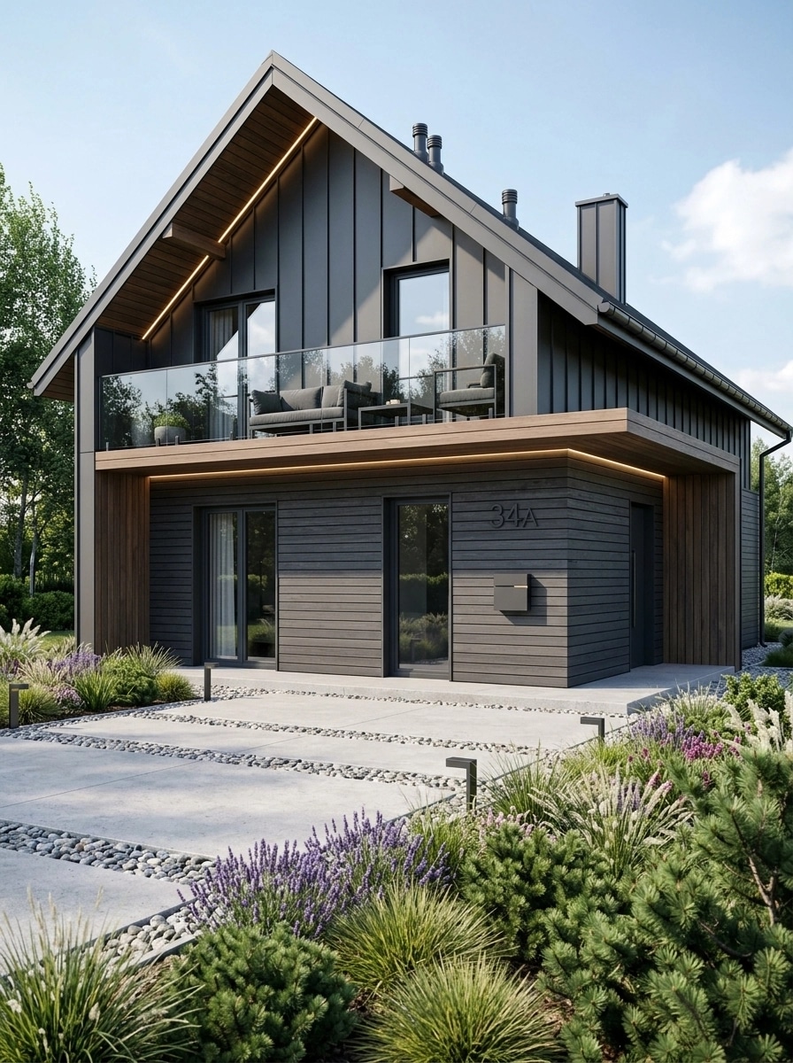 Facade design in Barnhouse Facade style — photo by GenRoom AI