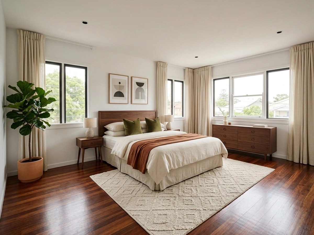 Mid-Century Modern Bedroom design — interior photo by GenRoom AI
