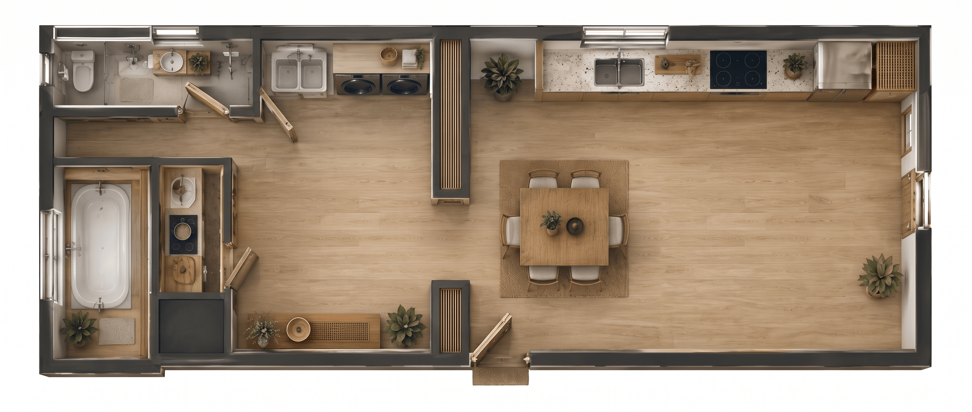 Design d'interni in stile Japandi — Soggiorno di GenRoom AI