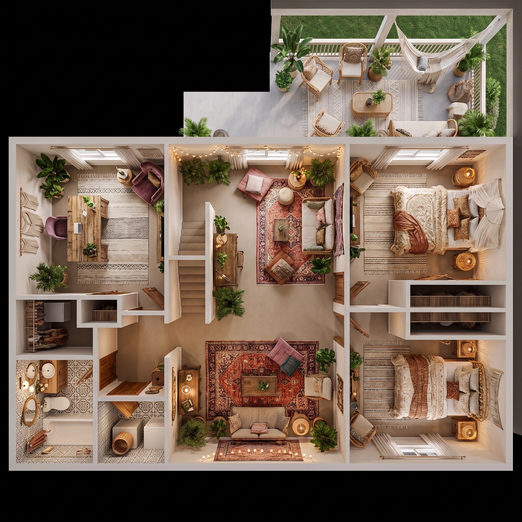 Interior design in Bohemian style — Living Room by GenRoom AI
