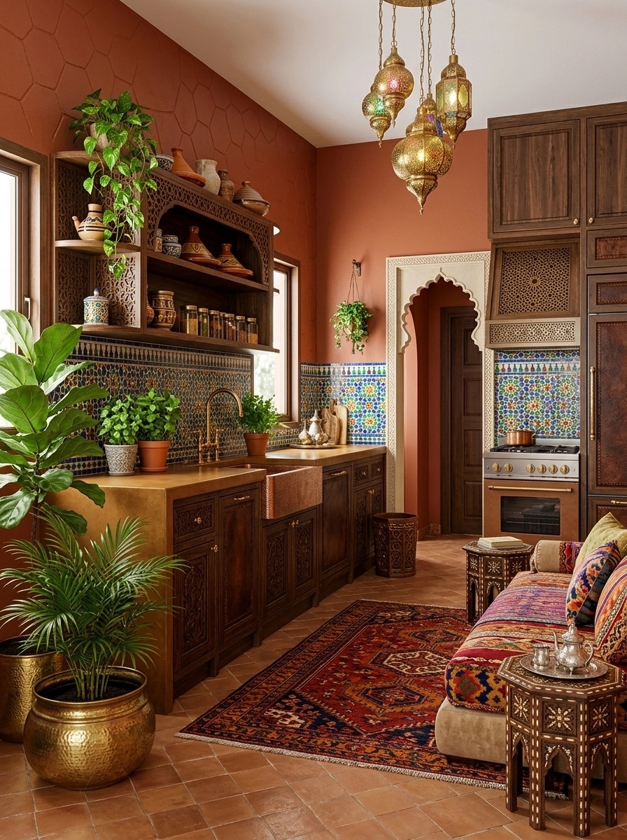 Kitchen interior in Arabian / Moroccan style — photo by GenRoom AI