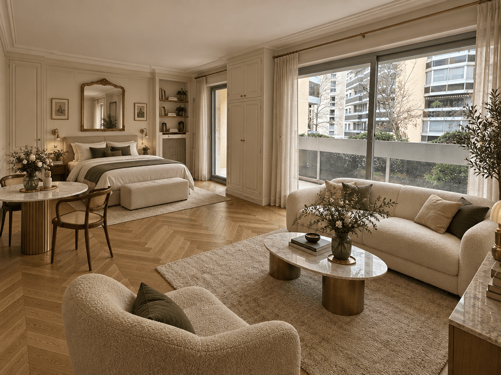 Interior design in French Parisian style — studio by GenRoom AI