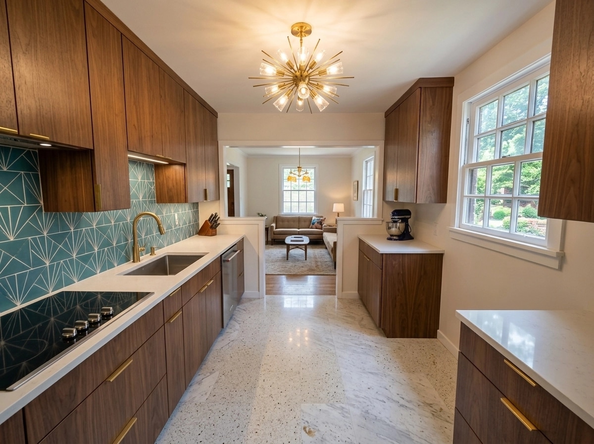Interior design in Mid-Century Modern style — Kitchen by GenRoom AI