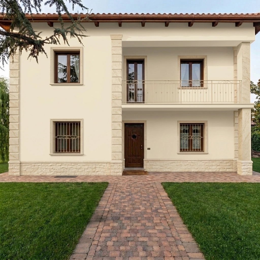 Italian Villa Facade Facade design — facade photo by GenRoom AI