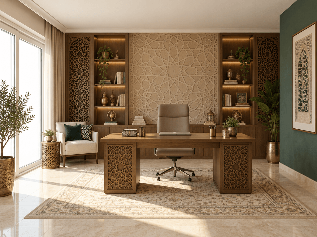 Interior design in Islamic Geometric style — home_office by GenRoom AI