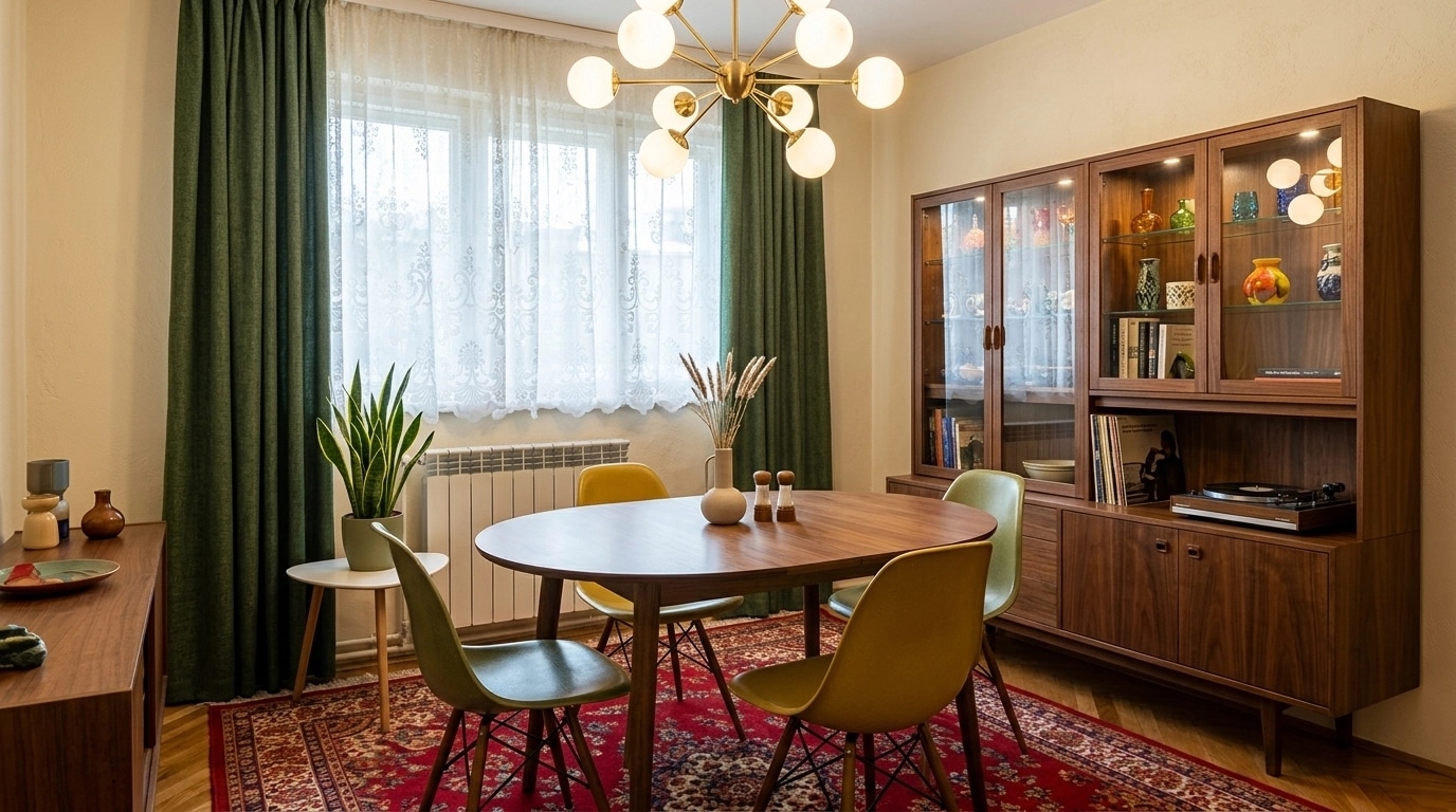 Design d'intérieur en style Mid-Century Modern — dining_room par GenRoom AI