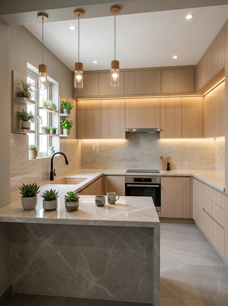 Kitchen interior in Biophilic style — photo by GenRoom AI