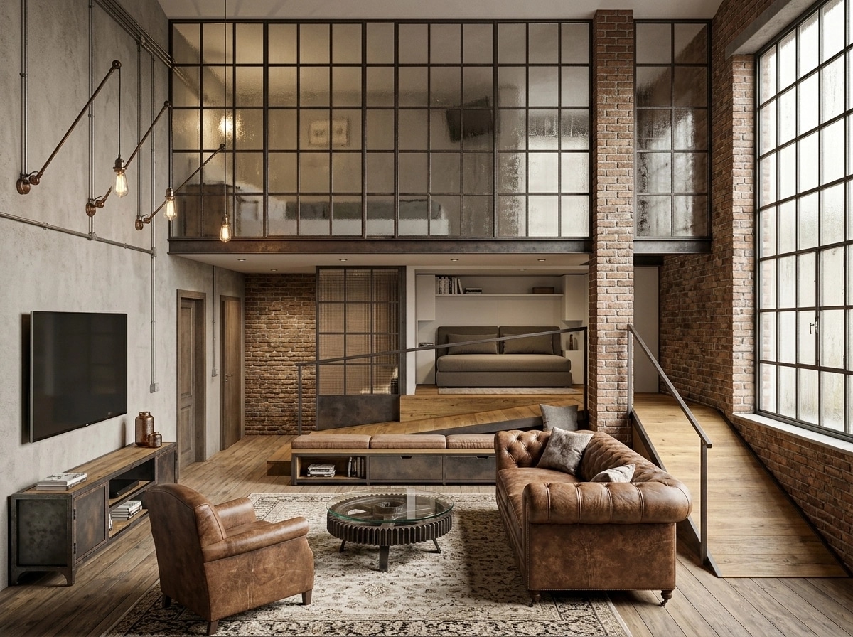 Interior design in Loft / Industrial style — Living Room by GenRoom AI