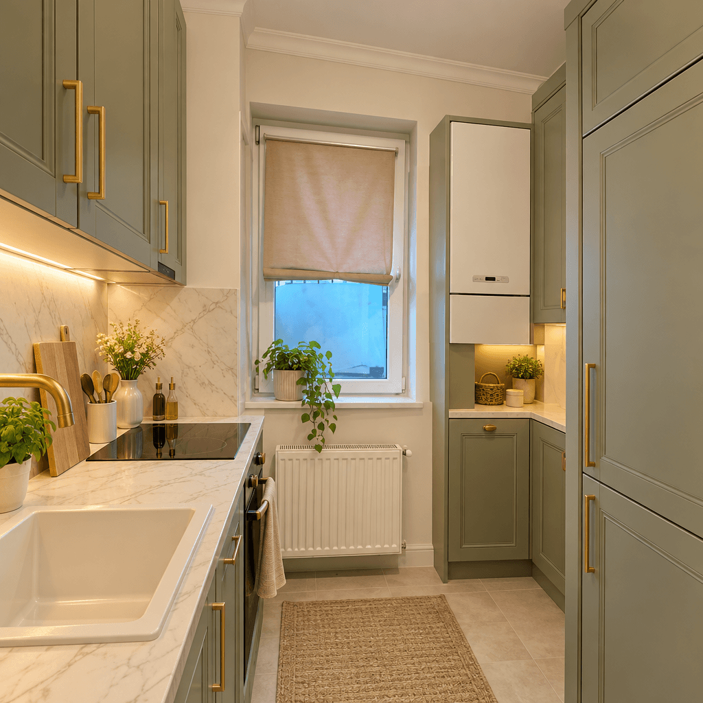 Kitchen interior in Neoclassic style — photo by GenRoom AI