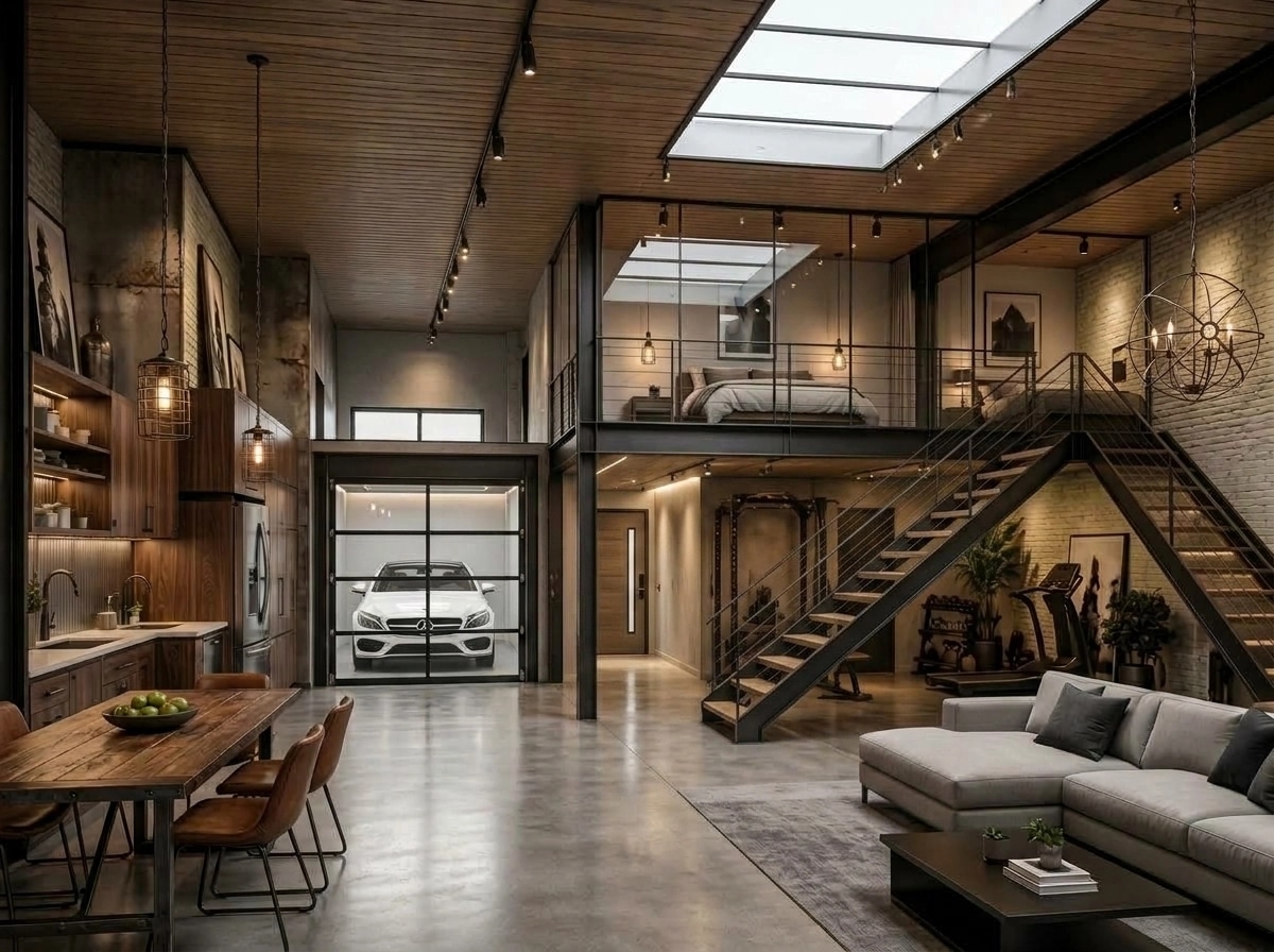 Interior design in Loft / Industrial style — studio by GenRoom AI
