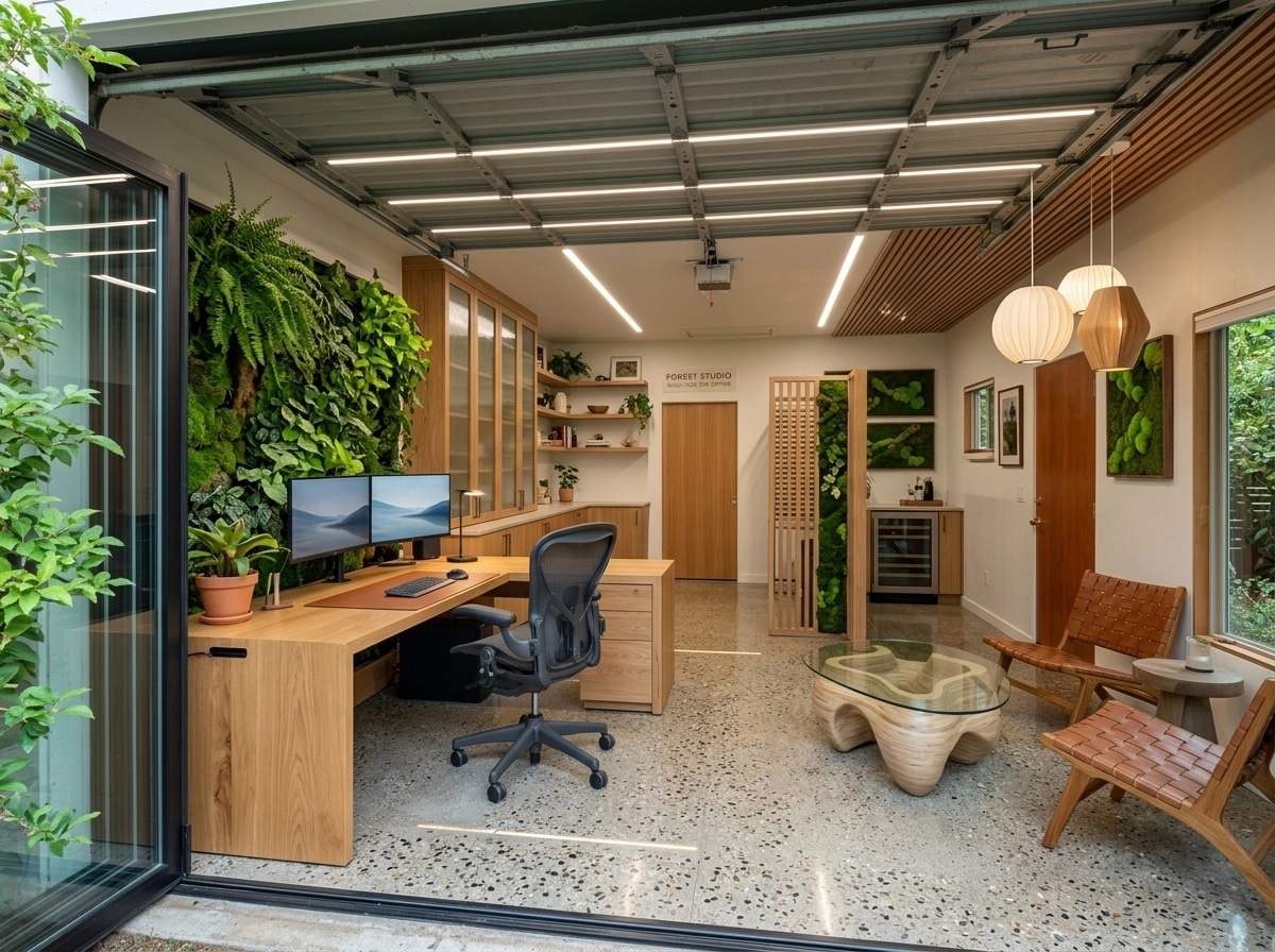 Office interior in Biophilic style — photo by GenRoom AI