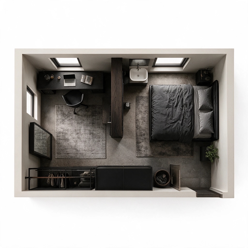 Blacktec Living Room design — interior photo by GenRoom AI