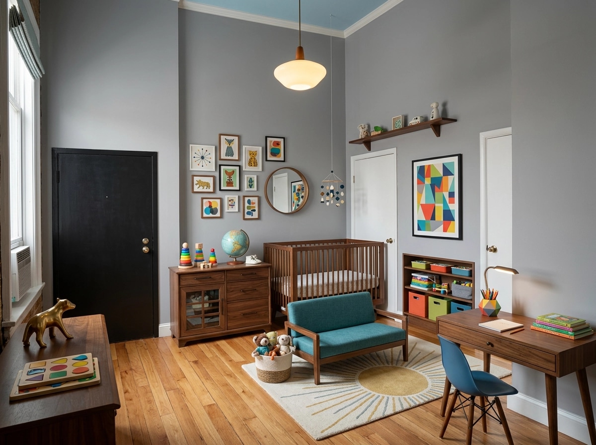 Mid-Century Modern Kids Room design — interior photo by GenRoom AI