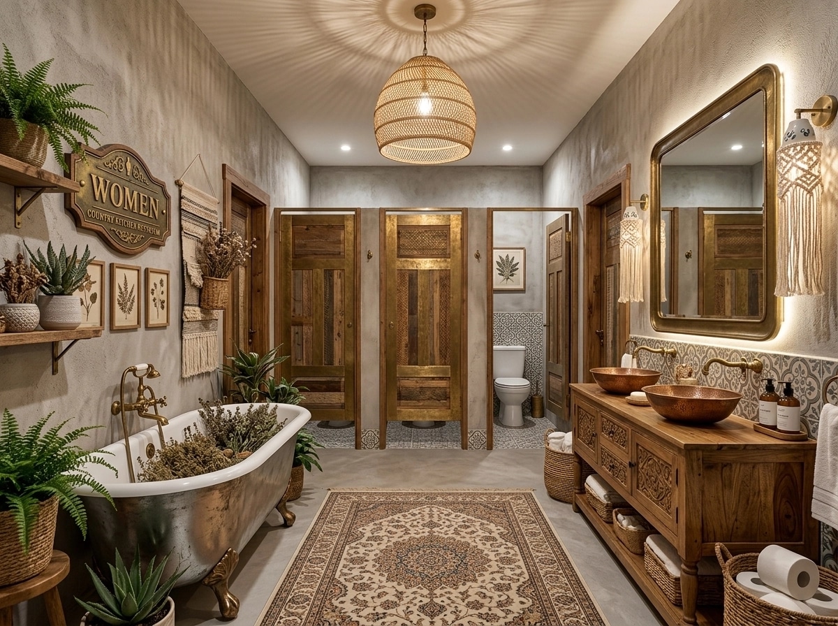 Bathroom interior in Bohemian style — photo by GenRoom AI