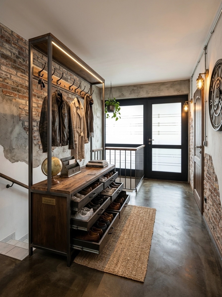 Interior design in Loft / Industrial style — Hallway by GenRoom AI