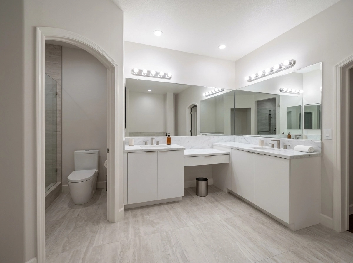 Bathroom interior in Minimalism style — photo by GenRoom AI