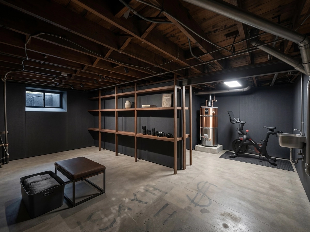 Interior desain di Minimalism gaya — basement oleh GenRoom AI