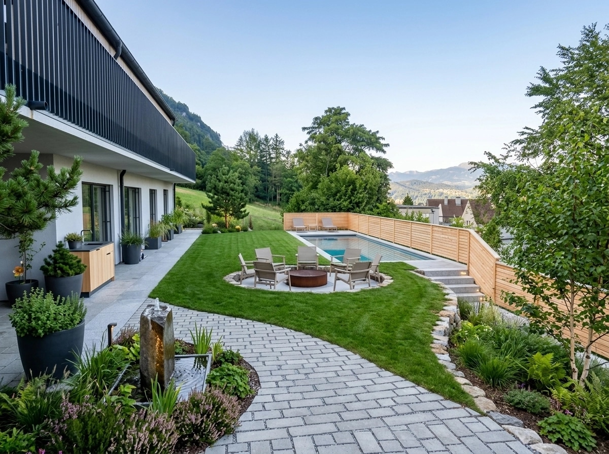 Landscape design in Scandinavian Garden style — Yard by GenRoom AI