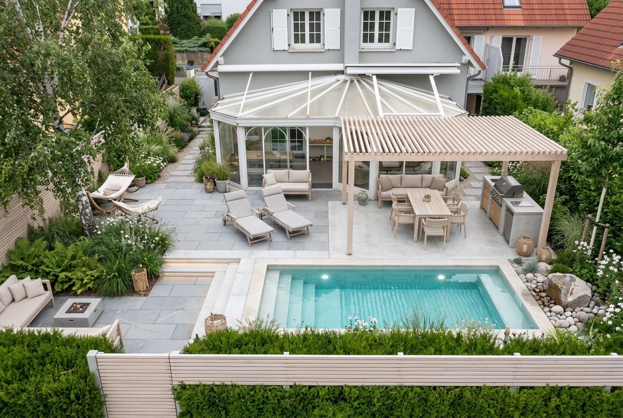 Landscape design in Scandinavian Garden style — Yard by GenRoom AI