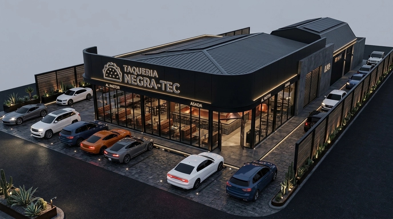 Facade design in Blacktec Facade style — Facade by GenRoom AI