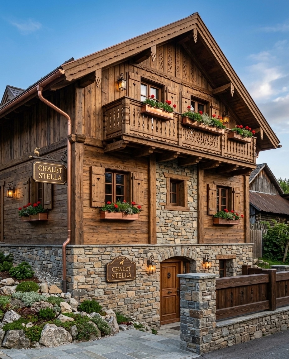 Cephe tasarımı Chalet Facade stili — Cephe GenRoom AI
