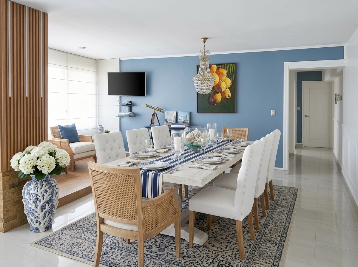 Design de interiores em estilo Coastal / Hamptons — dining_room por GenRoom AI