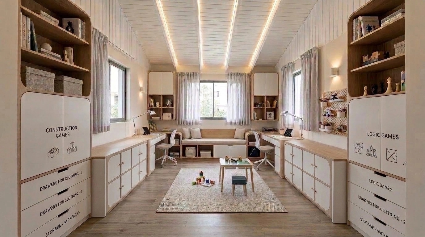 Contemporary Kids Room design — interior photo by GenRoom AI