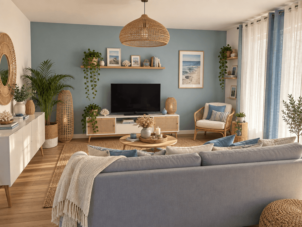 Living Room interior in Bohemian style — photo by GenRoom AI